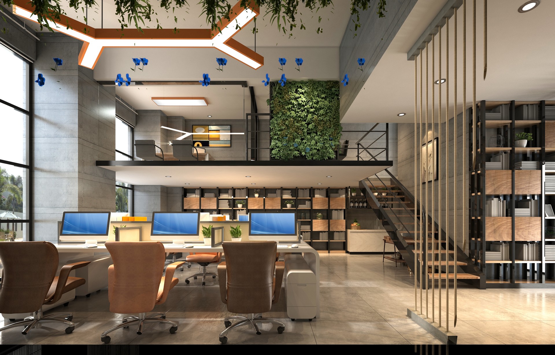 3d render of modern working office